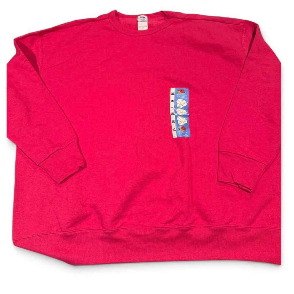 Vintage Y2K Fruit of the Loom Crewneck Sweatshirt 2XL NWT Hot Pink
